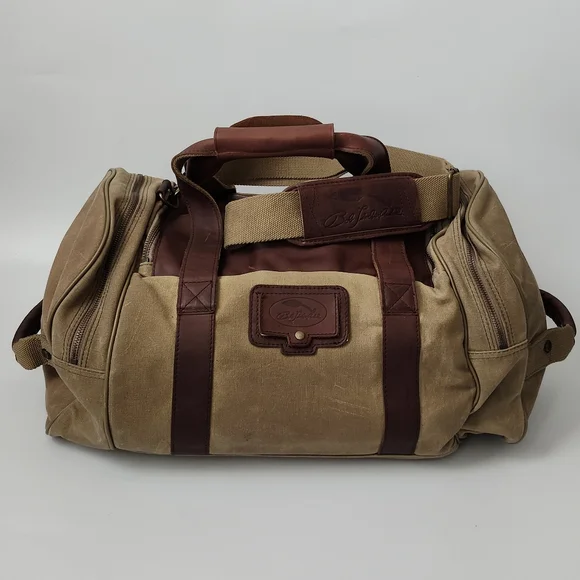 Bass pro shop bob Timberlake leather detail canvas duffle bag